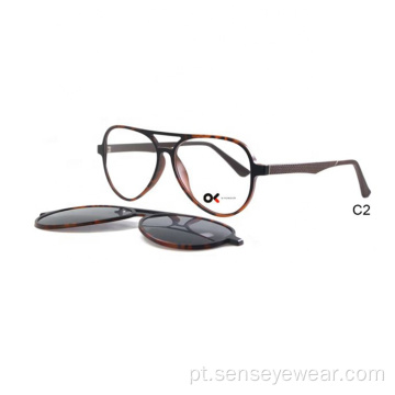 Men Ultem Optical Frame Magnetic Clip em óculos de sol